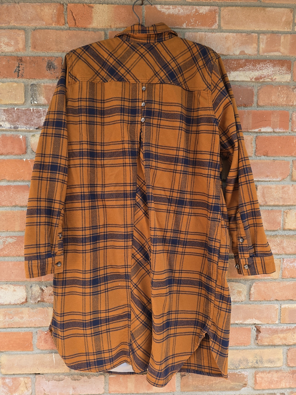 Rust Orange and Navy Plaid Button-Up Shacket - Picture 6 of 8